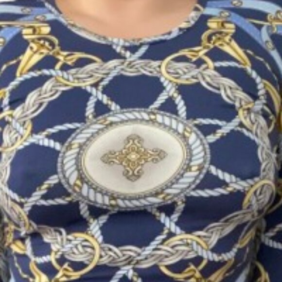 J. Mclaughlin Blue 3/4 Sleeve Top Nautical Size Small NWOT - Picture 1 of 1